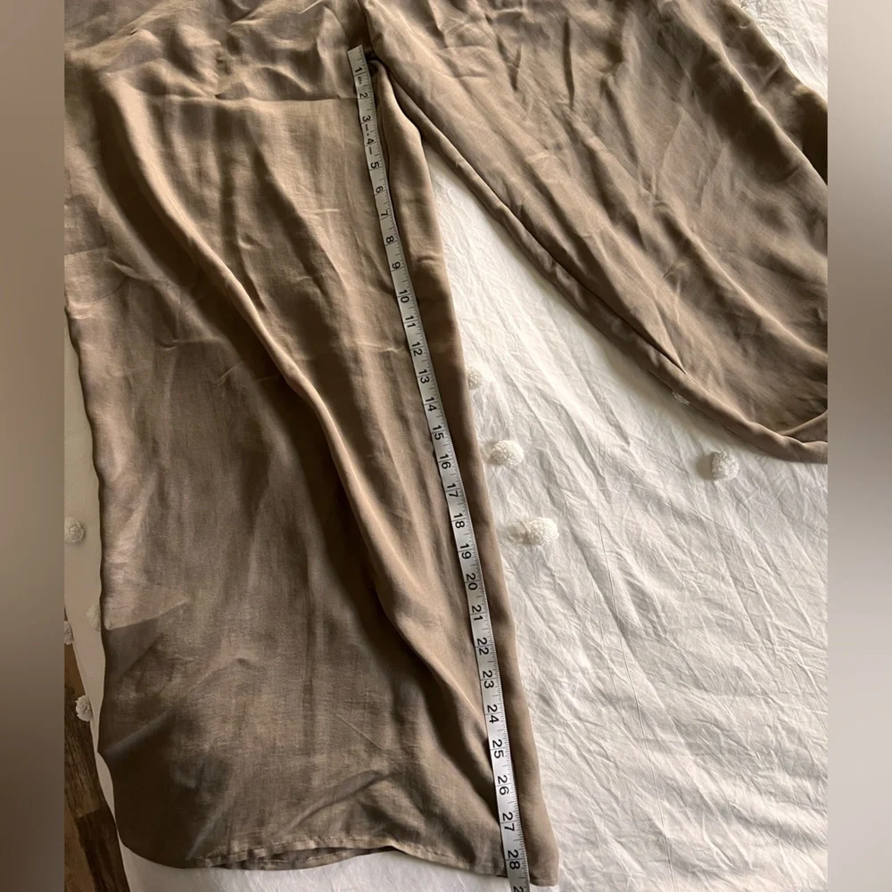 MANGO One-Shoulder Asymmetrical Taupe Wide Leg Jumpsuit BNWT Size L - Picture 6 of 8